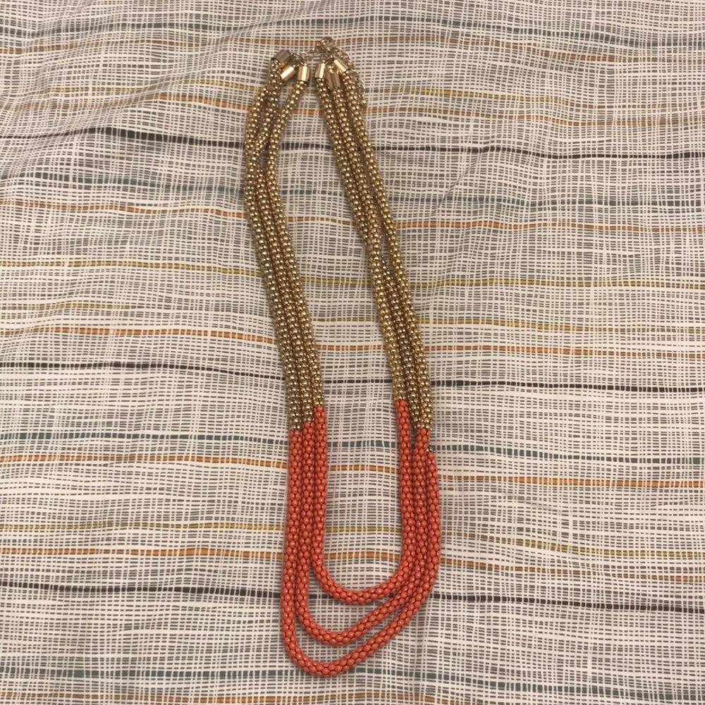 Gold/coral statement necklace